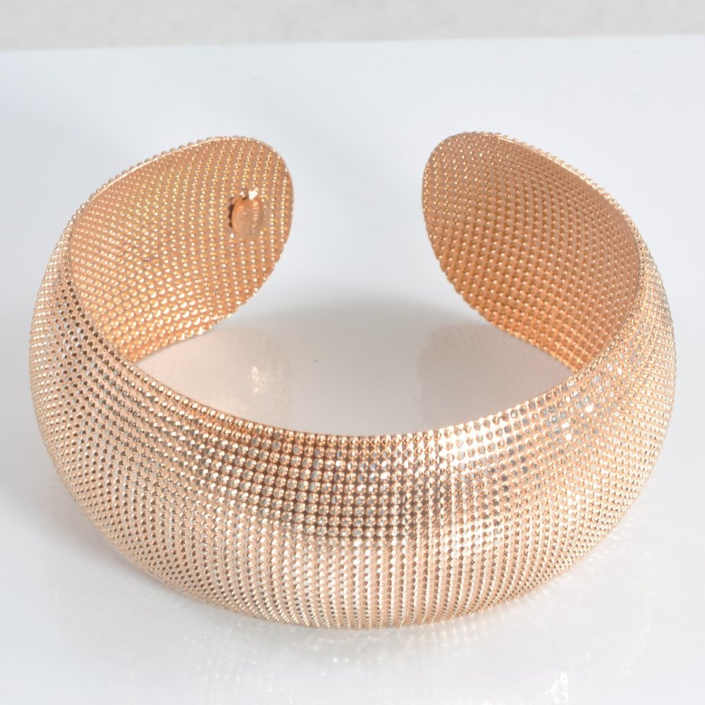 New  Italian Silver Average Paillette Finish Cuff, Sterling